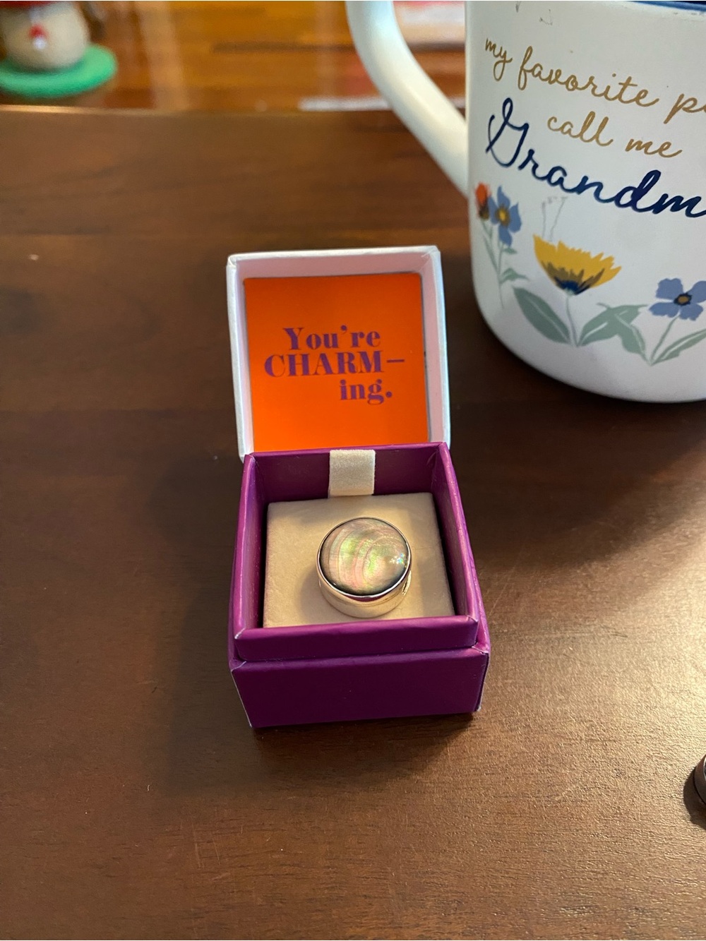 Lori Bonn Sterling Silver mother of pearl large slide charm